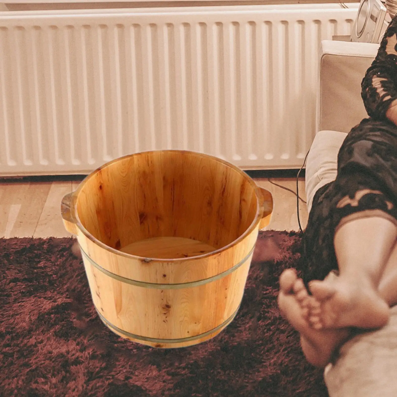 Foot Soaking Tub Basin Tub Thicken Footbath Bucket with Handle Wood Foot Wood Footbath Basin for Bedroom Sauna Bathroom