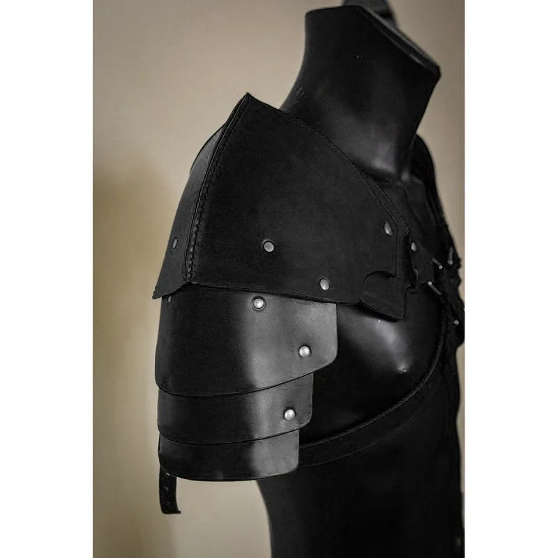 Viking Age PU Leather Medieval Warrior Shoulder Armor Costume Play Props Show Decoration
