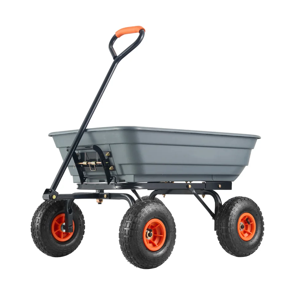 Heavy Duty Garden Dump Cart with Convertible Handle