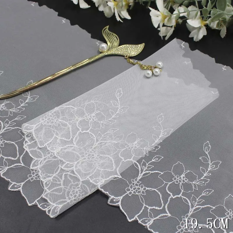 

60 ярдов вышивка, белая Цветочная кружевная отделка для шитья нижнего белья, нижнего белья, бюстгальтера, платья, Декор