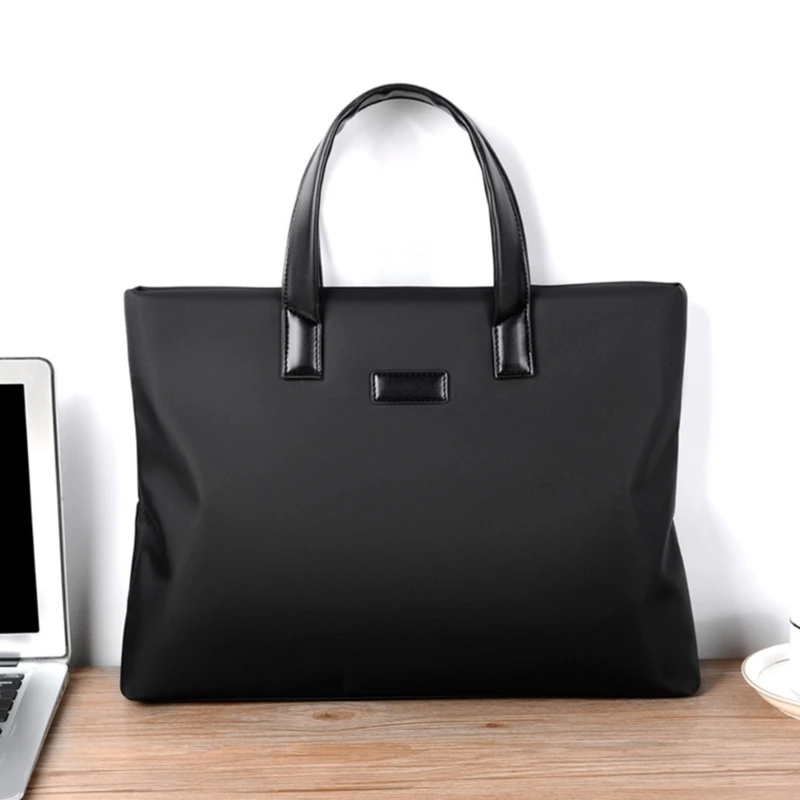 Portable Men Laptop Bag with Handles and Zippers Computer File Multifunctional