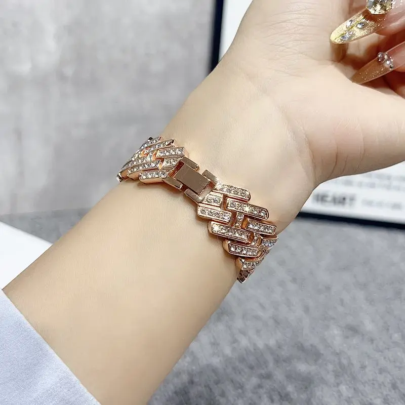 Elegant Diamond Metal Watch Band - Bling Jewelry Dressy Strap Bracelet