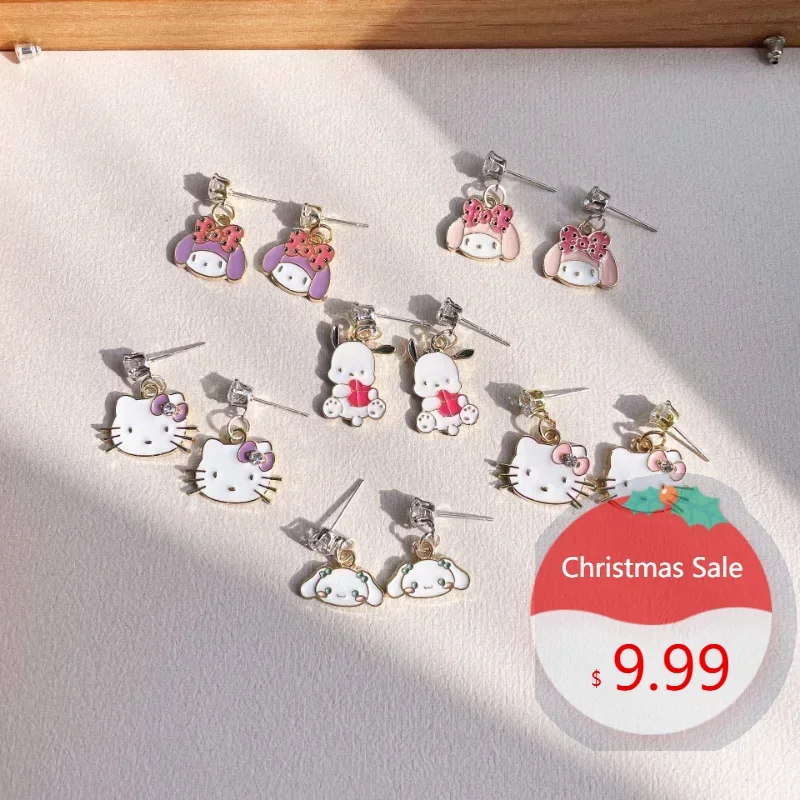 

Sanrioed Anime HelloKitty Earrings Cute Kuromi Melody Silver Needle Earrings Cartoon Cinnamonroll Student Girl Earrings Dress Up