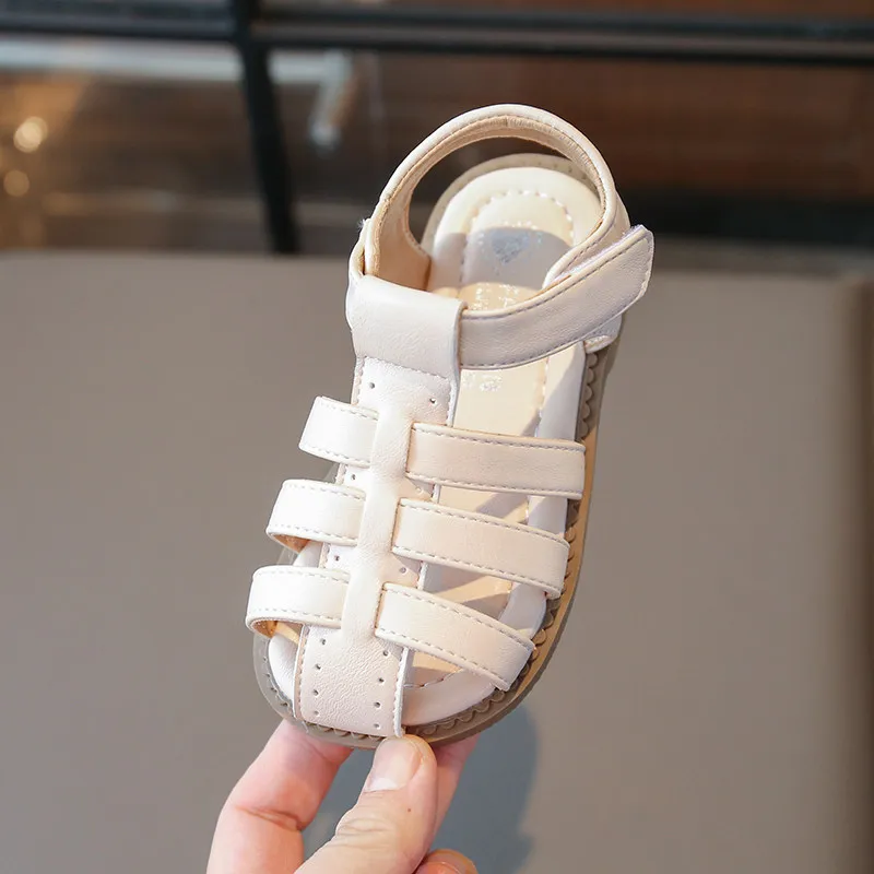 Kids Shoes Thin Band Cross Sandals Cover Toes Baby Girls Boys Hoop Loop Sandal Summer Child Barefoot Casual Shoe for 22-31