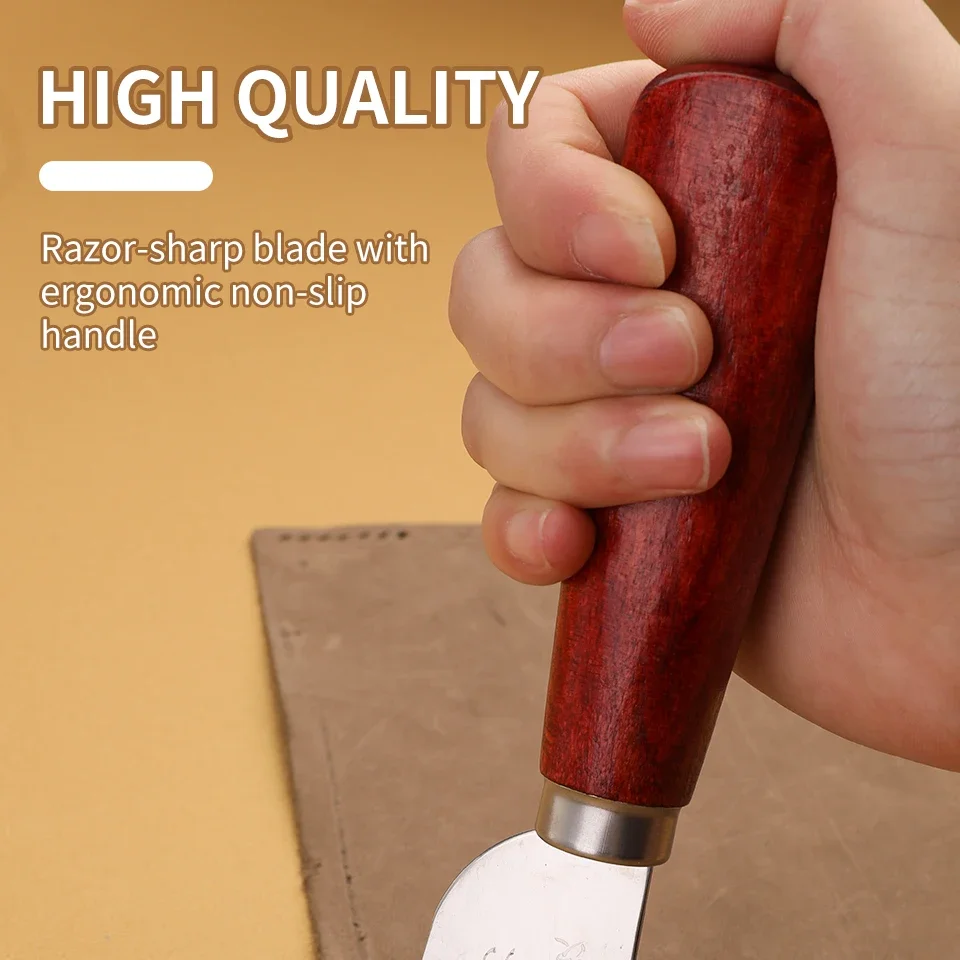 Leather Skiving Knife Leather Skiving Knife with Wooden Handle For DIY Leathercraft Working Tool