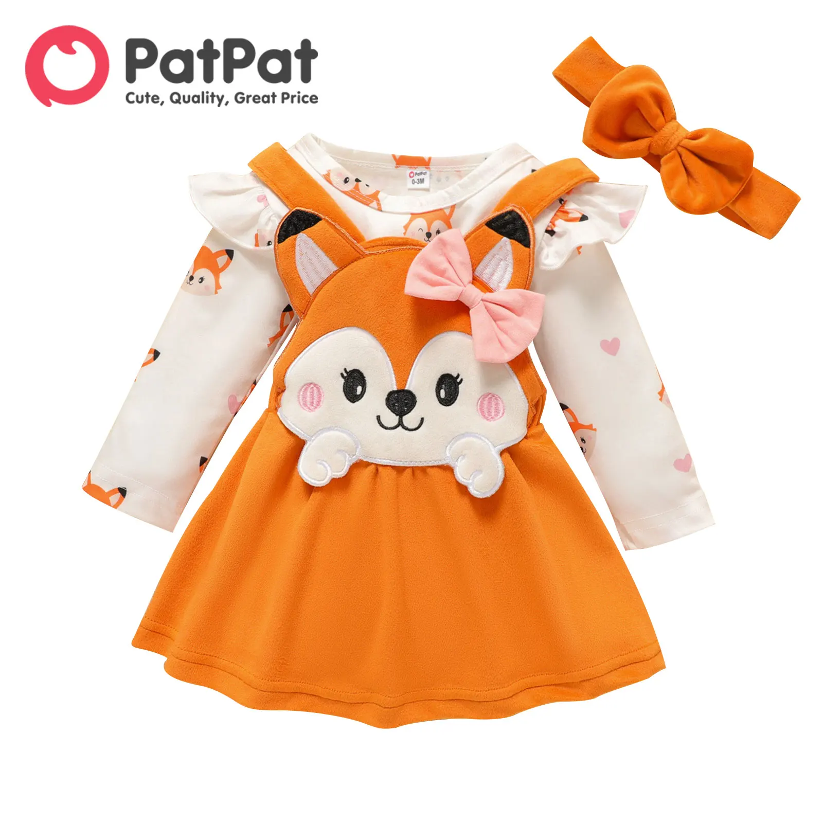 PatPat Newborn Baby Girl Clothes New Born Babies Items Costume 3pcs Fox