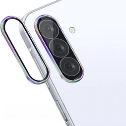 Luxury Rear Aluminum Alloy Camera Protector with Diamond Ring and Tempered Glass Case Cover - Galaxy A37 (Colorful 04)