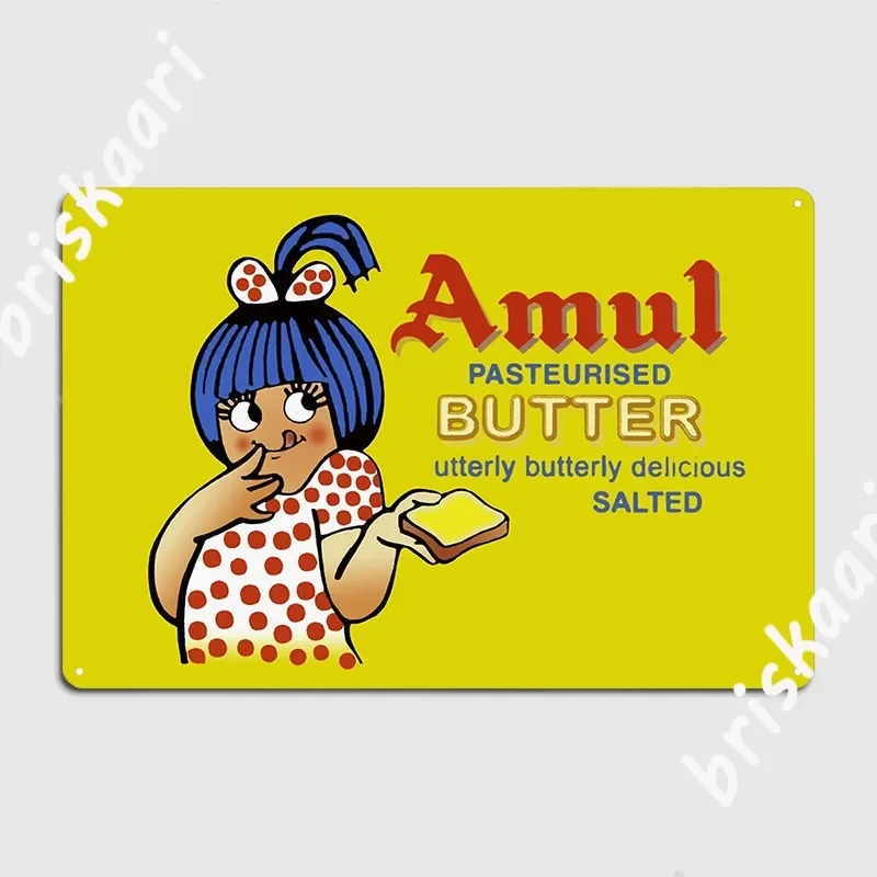 

Amul масляный знакованный индийский дизайн еды Плакат Металлический налет винтажный Настенный декор паб Жестяная Табличка на гараж плакаты