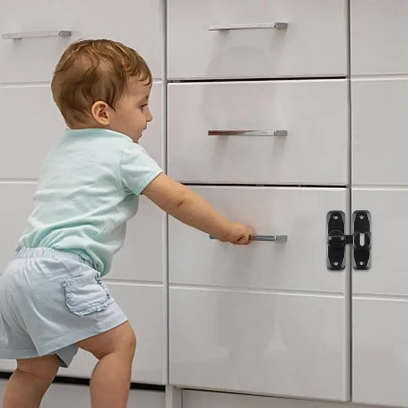 Sliding Door Window Latch Hardware Flat Opening Buckle No-Punch Swing Door Lock Buckle For Garden Bathroom Cabinet Window