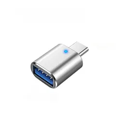 Enhanced Title: Versatile LED USB 3.0 to Type C Adapter - OTG USB - C to USB - A & Micro USB Connector (Silver)