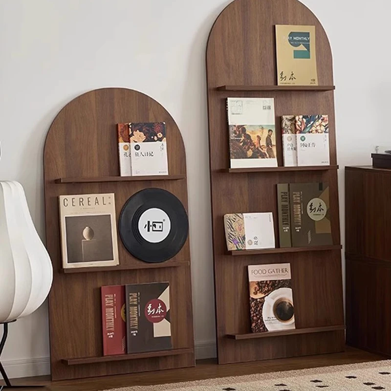 Vintage Floor Standing Magazine Rack Living Room Retro Book Shelf Wall-Mounted Literature Display Office Furniture Estante FYMR