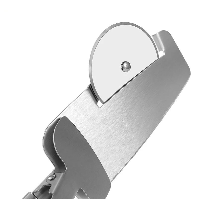 Stainless Steel Wheel Pizza Cutting Knife Multifunctional Pizza Dough Cutter with Shovel Clamp Pastry Wheel Knife Kitchen Gadget