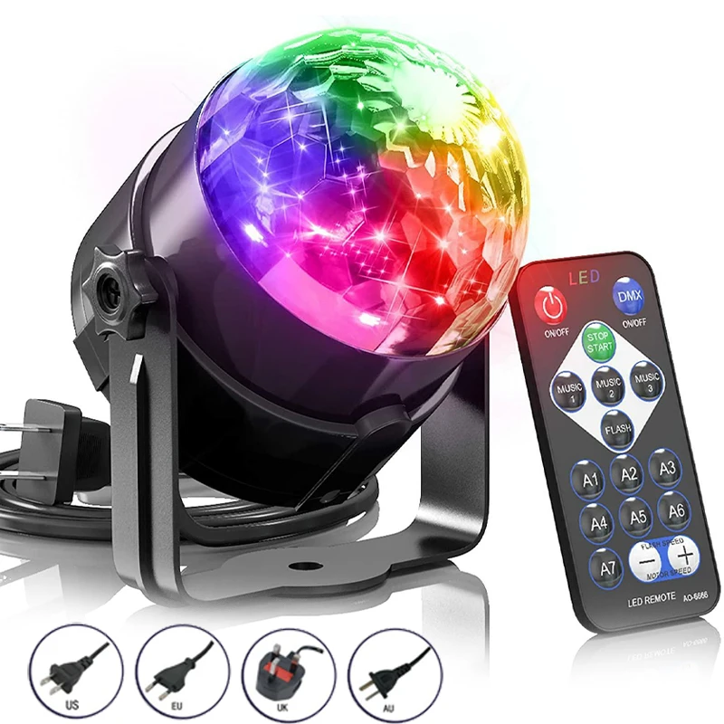 Disco Light Strobe 7 Colors Activated Stage Remote Control for Home Room Parties Kids Birthday Wedding Bar