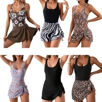 Women 1 Pc Swimsuit Ladies Flower Print Swimwear Push Up Swimming Dress Female Bathing Suit for Beachwear