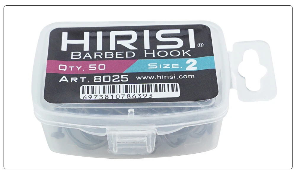 Hirisi 50 Stück PTFE-beschichtete Angelhaken aus Edelstahl mit hohem Kohlenstoffgehalt und Widerhaken mit Auge, Angelzubehör 8025 – Detail 7