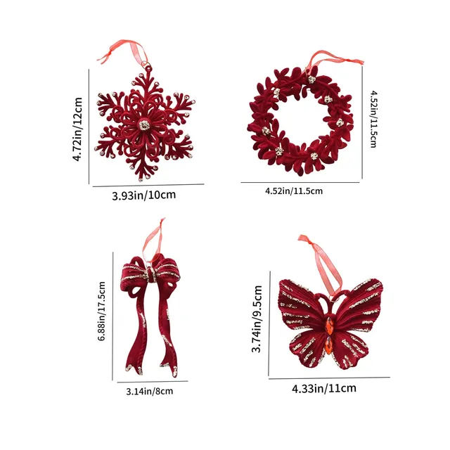 2024 New Christmas Decoration Red Plush Deer Pendant Christmas Tree Decoration Hanging Display Window Decoration 6