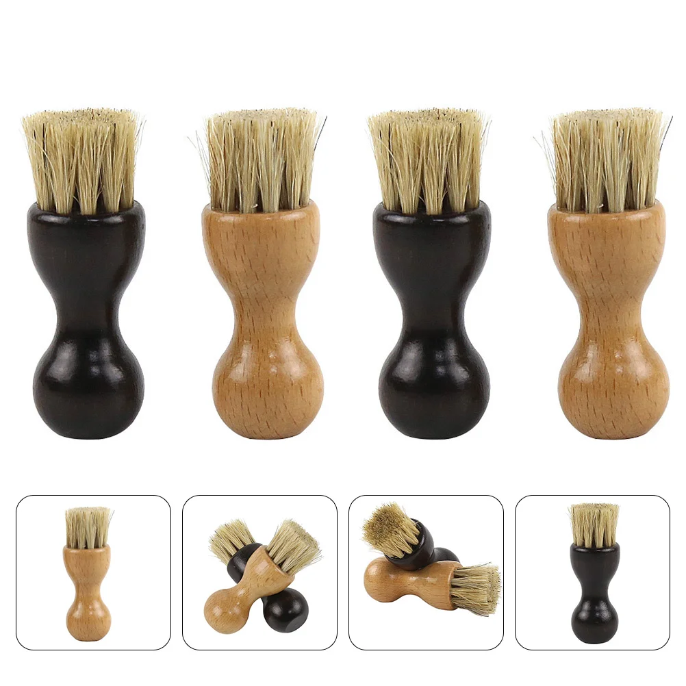 

4Pcs Wooden Shoes Brush Multi-function Shoes Brush Shoes Cleaner Black Khaki