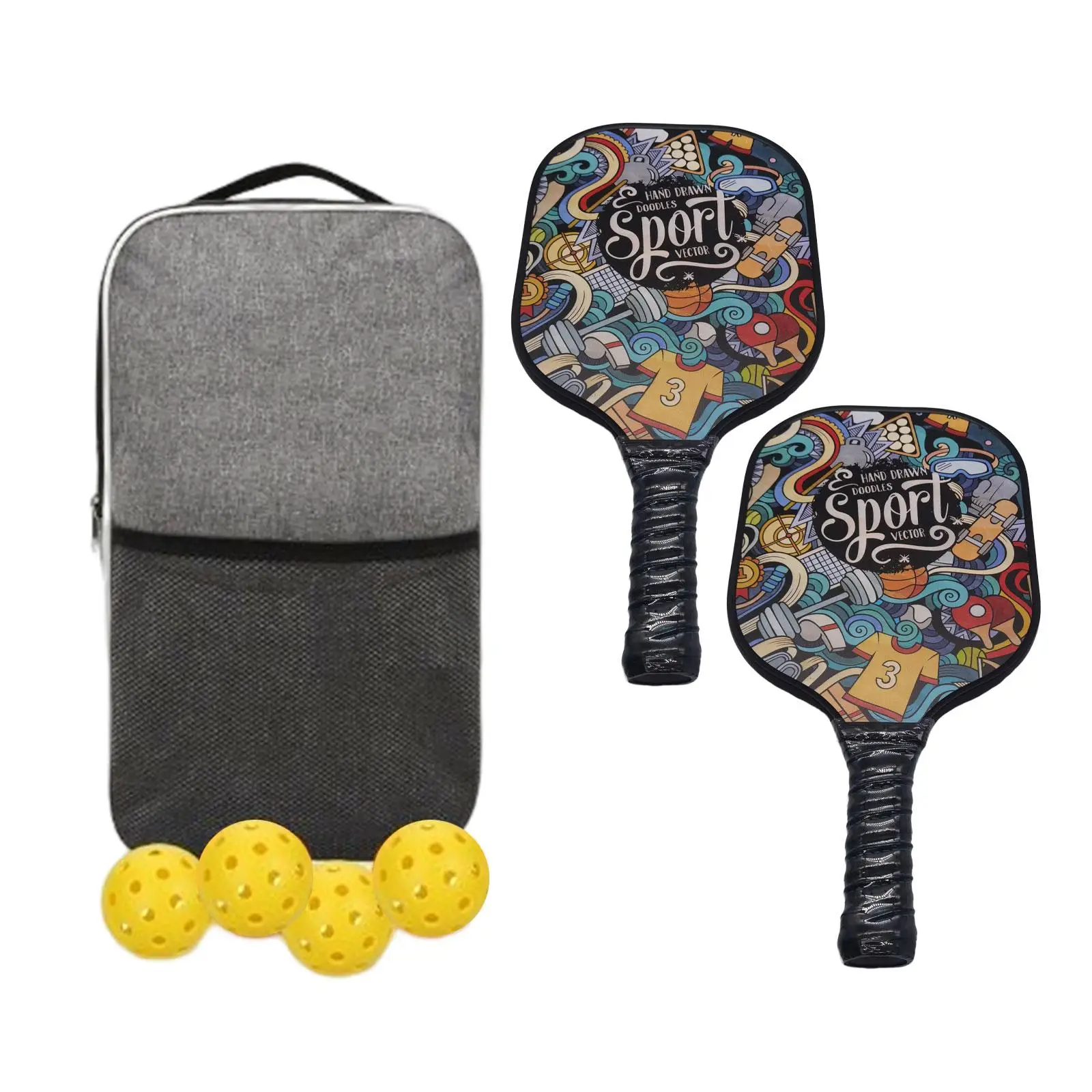 

Pickleball Paddle Set with 2 Rackets 4 Pickleballs and Carry Bag Pickleball Rackets Pickle Ball Paddle Pickleball Racquets