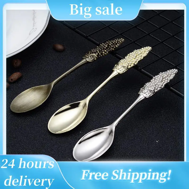 

Coffee Spoon A Variety Of Shapes Creative Crafts Harvesting Ears Of Wheat Retro Dessert Table Decoration Ice Cream Spoon