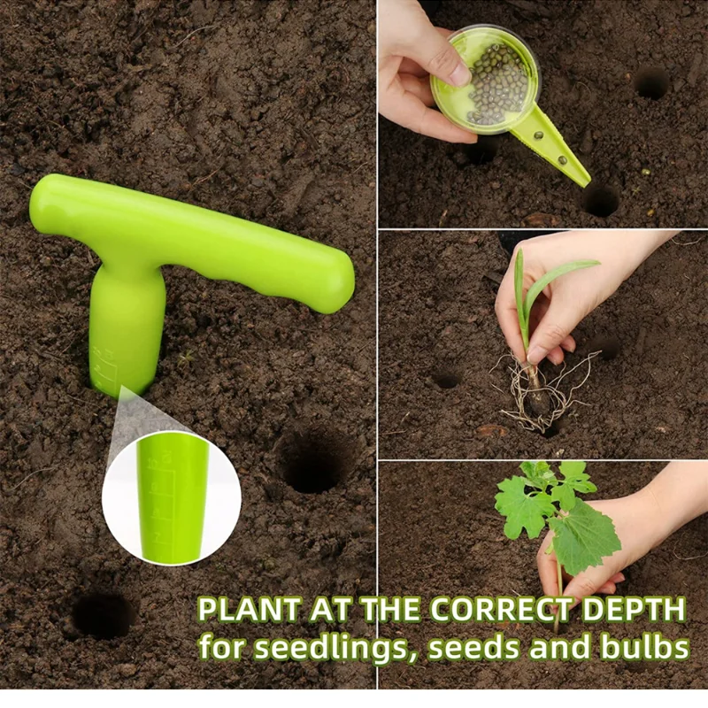 greenhouse film puncher hand dibber handheld garden puncher handheld planting tool New Green Hole Punch Adjustable Machine Seedling Transplanter Perforator Seeder Fleshy Plants Cutter Garden Supplies