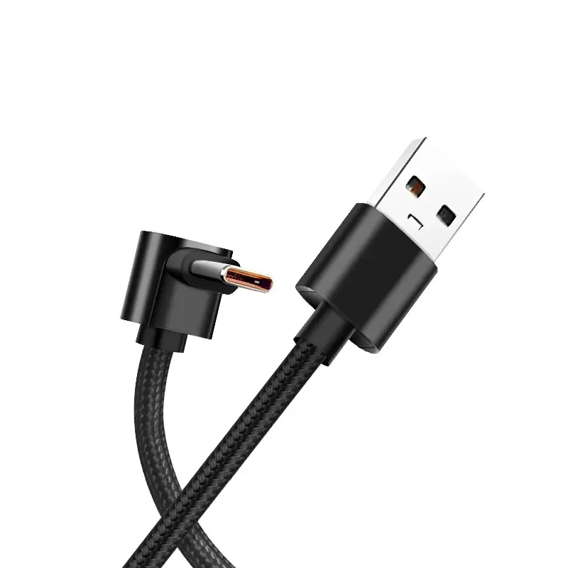 0.25/0.5/1/2M Nylon Trançado Cotovelo de 90 Graus USB C para USB C PD Cabo Carregador Rápido para iPhone Samsung Tesla Huawei Xiaomi MacBook