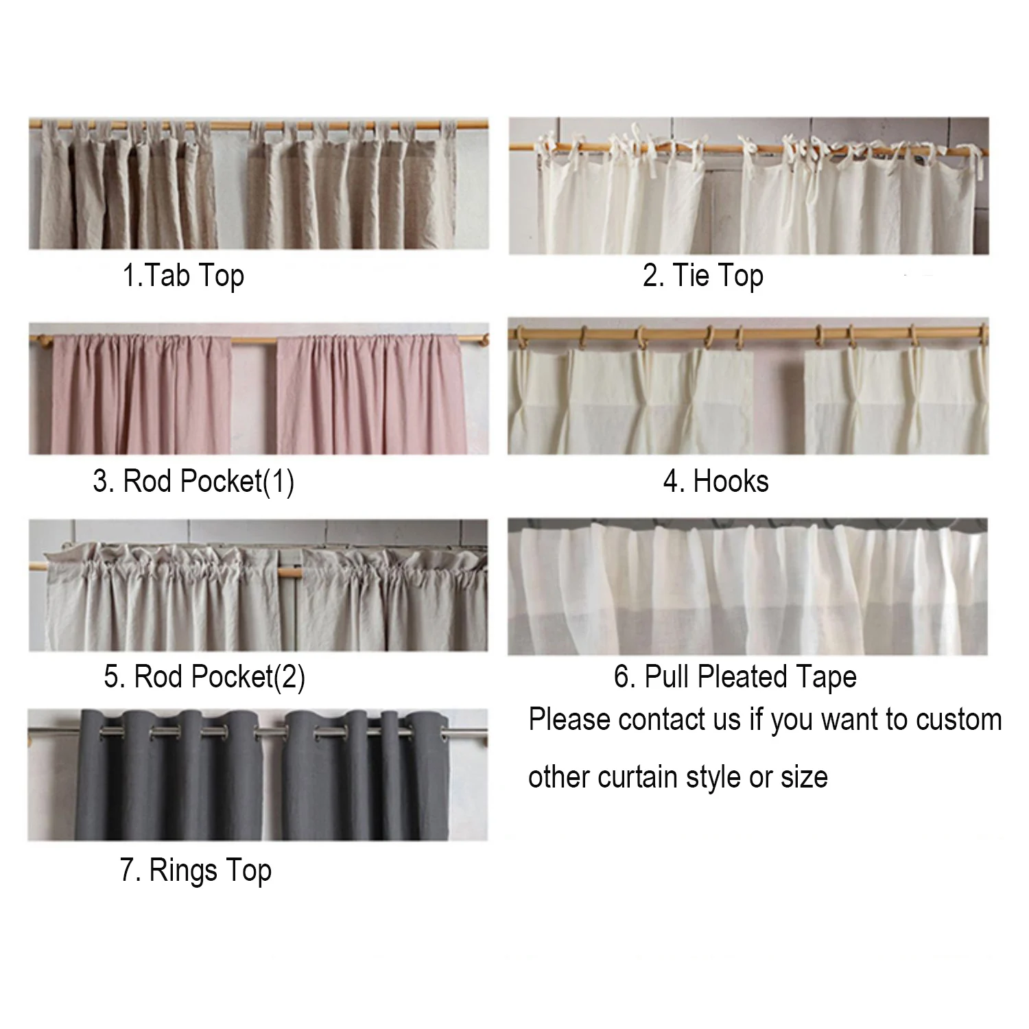 Solid Finished Curtains, 100% Pure Linen, Modern, 50% Blackout, Living Room, Bedroom, Window, Custom Made 2