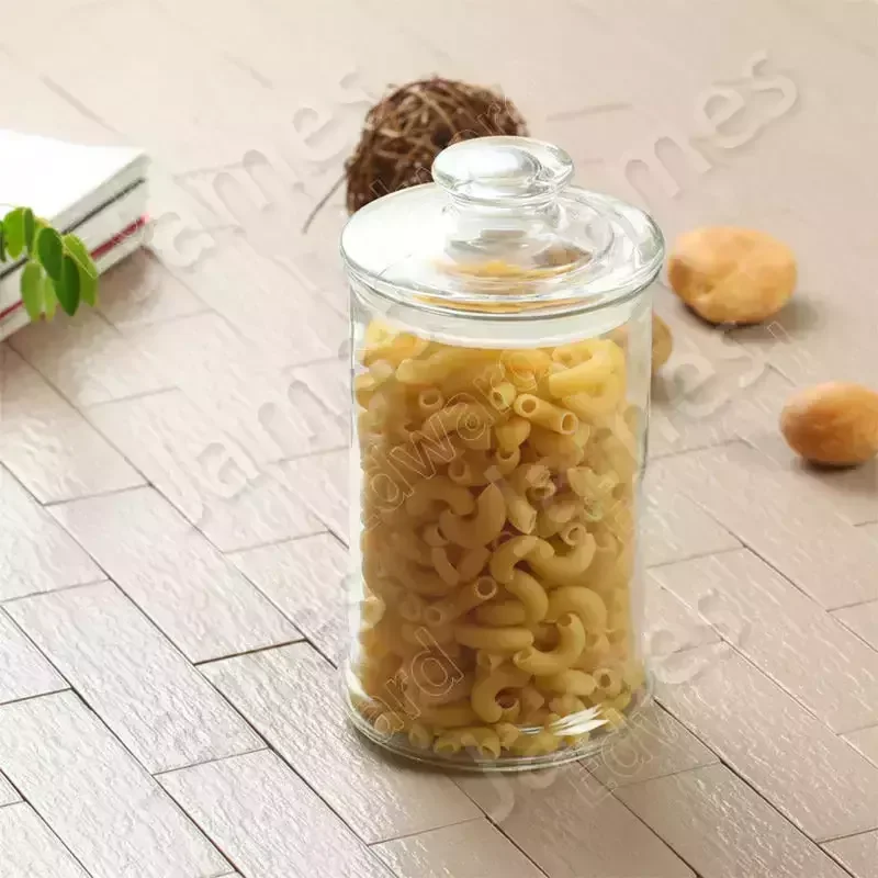Classic Style Glass Container Modern Glass Bottle Sealed Jar with Lid Transparent Jar Tea Coffee Bean Covered Small Storage Jars