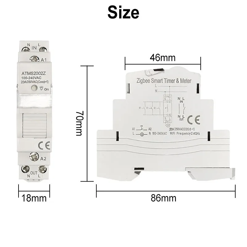 Tuya Smart Life ZigBee 20A Switch and Timer Power Monitor Energy Meter Remote Co