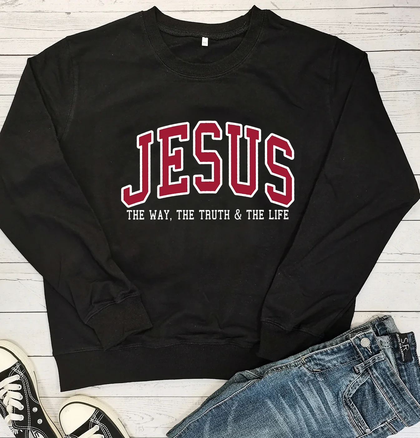 

Women JESUS THE WAY THE TRUTH THE LIFE Print Sweatshirt Christian Hoodies Inspirational Pullovers Ladies Casual Faith Tops