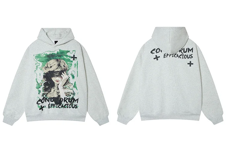 Grunge Blindfolded Girl Graphic Hoodie S9324c55b30d34dbab945ddaa9763bdf71