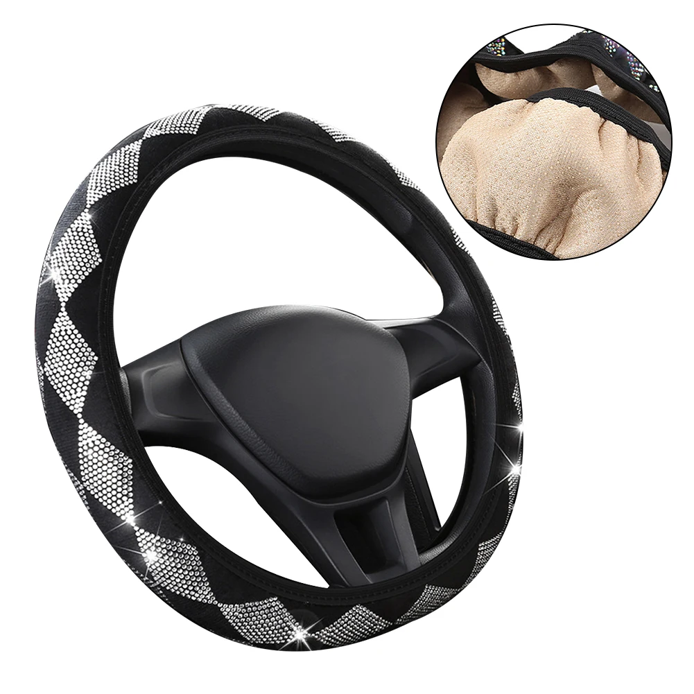 

Universal 38CM Rhinestones Diamond Car Steering Wheel Cover Bling Crystal Rhombu Flashing Gift Car Accessories