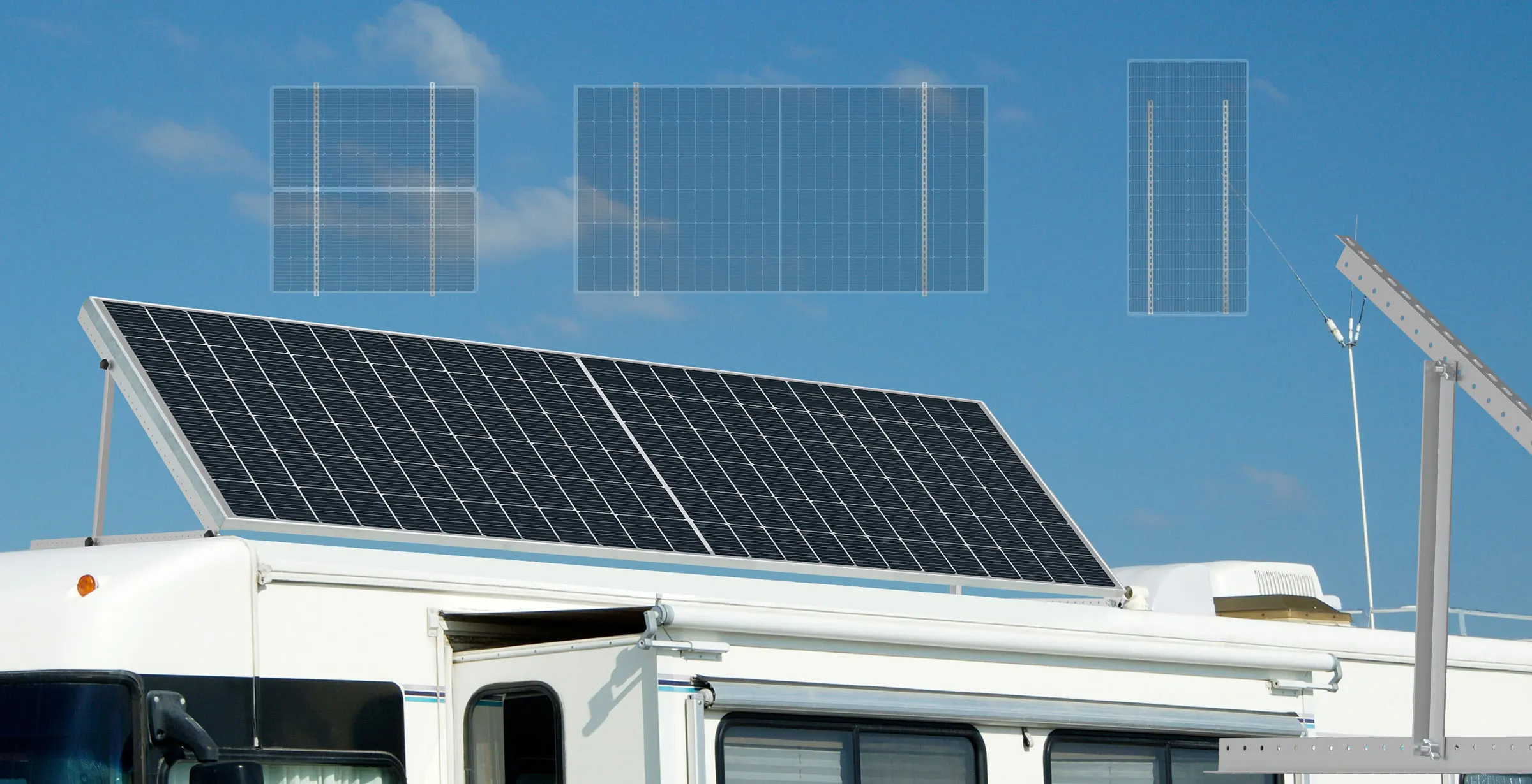 Renogy 28 Zoll verstellbare Solarpanel-Montagehalterungen mit klappbaren Neigungsbeinen auf jeder flacher Oberfläche für Wohnmobile, Dächer, Boote – Detail 7