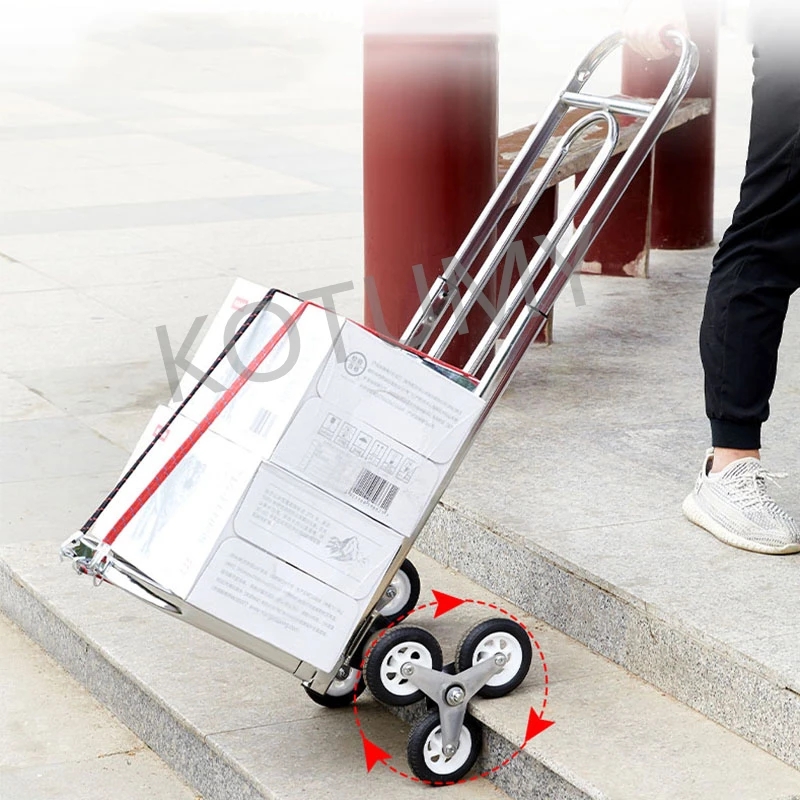 Foldable Stair Climbing Cart Shopping Camping Heavy-Duty Hand Truck Easy Fold Trolley Household Grocery Load Trailer Pulling