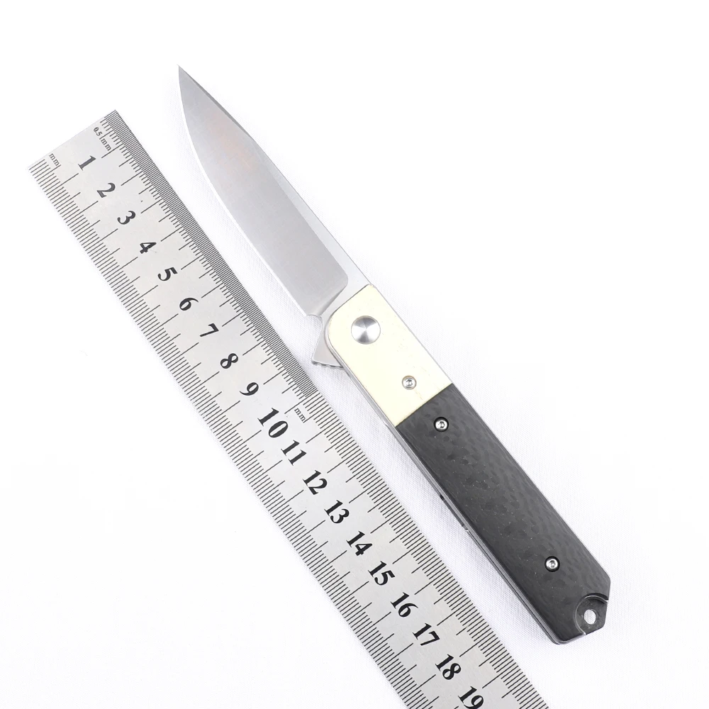 

Folding Knife N690 Blade Bone + CF Handle Tactical Outdoor Camping Hunting Fishing Hiking Fruit Pocket EDC Tool