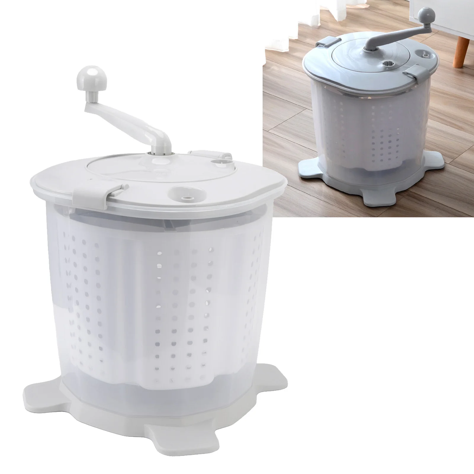 Portable Hand Crank Washing Machine Manual Washing Machine for Dormitory Apartment Camping Nordic Grey Manual