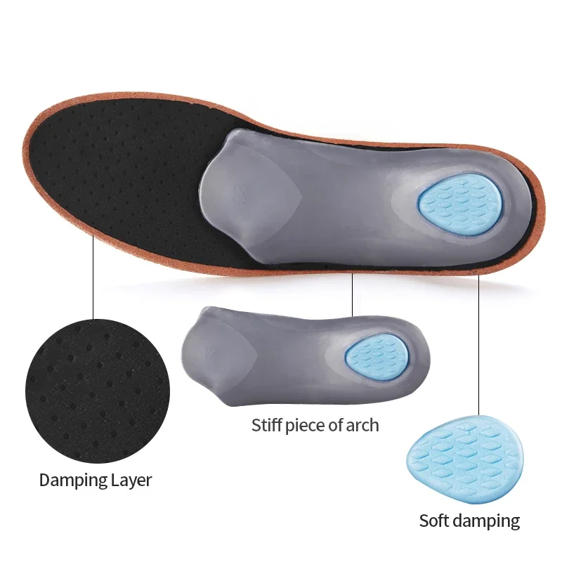 Orthopedic Care Insole Leather Latex Antibacterial Active Carbon Orthotic Arch Support Instep Flat Foot Shoes Pad Men_voghion.com