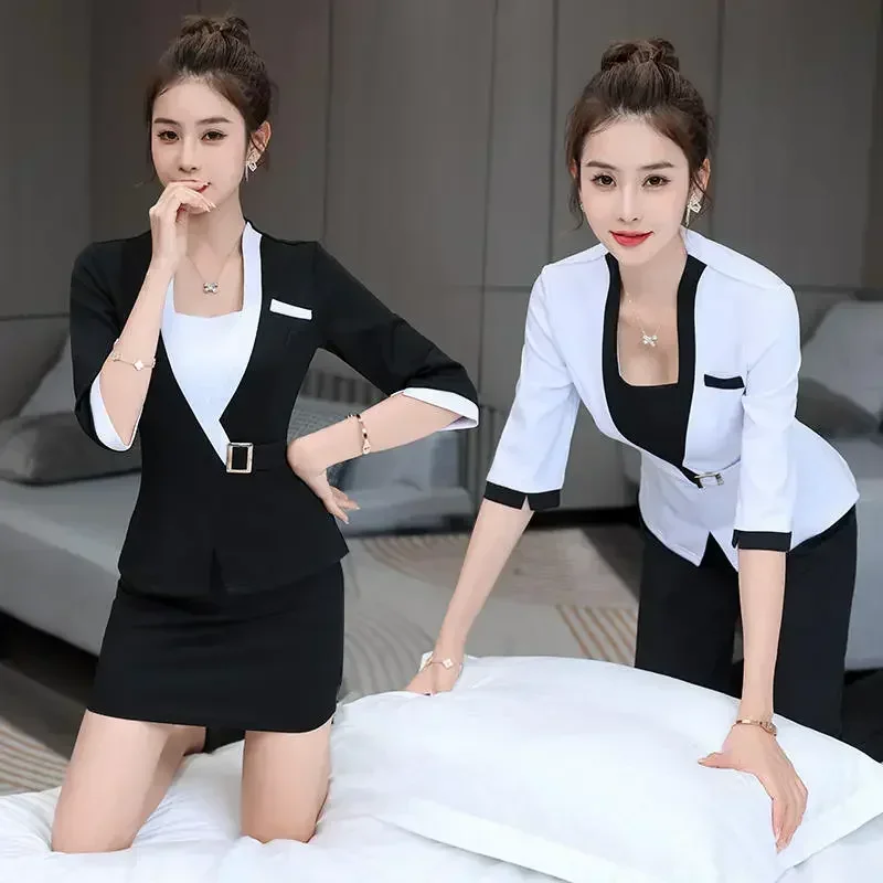 

Hotel Nail Top Deskmassage Outfit Cafe Uniform For Salon Clothes Spa Esthetic Woman Waiter Beautician Beauty Work Receptionist