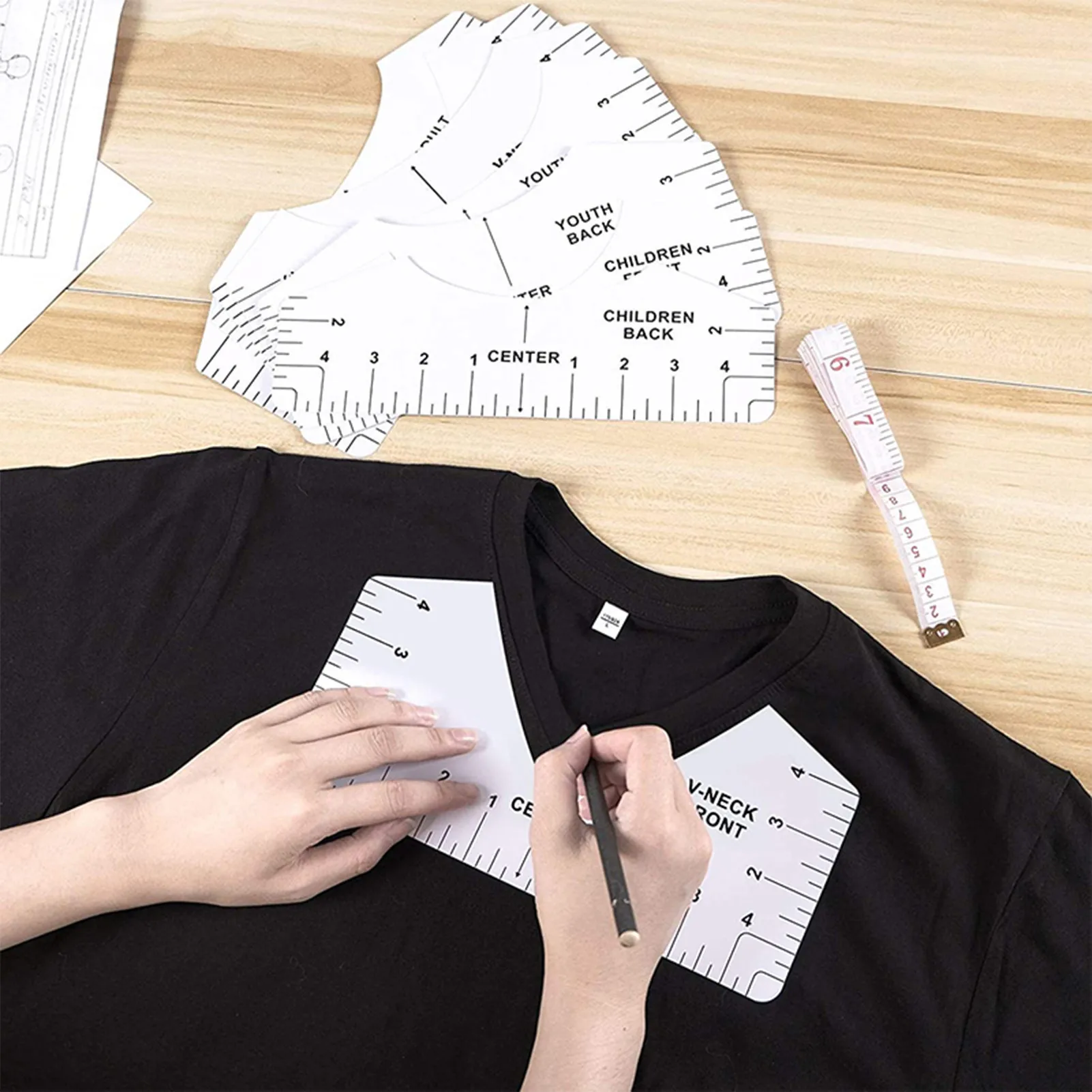 12Pcs Tshirt-Ruler Guide for Vinyl Alignment, Tshirt-Ruler for Heat Press,  Tshir