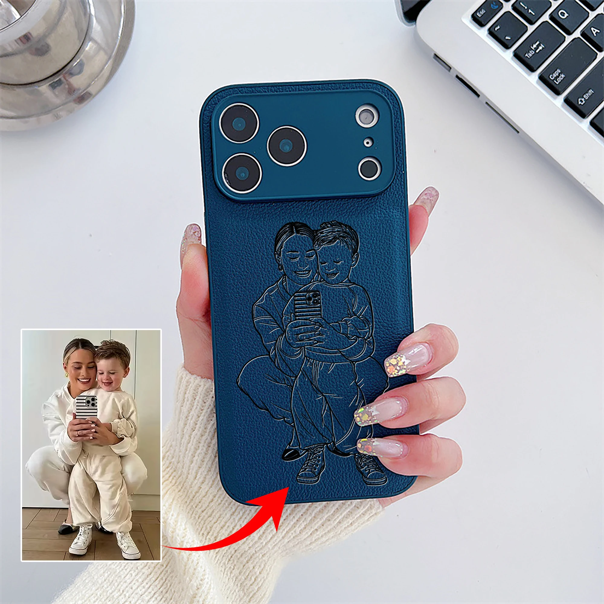 Custom Couple Family Pet Friend Personal Photo Conversion Lines Laser thumbnail 5