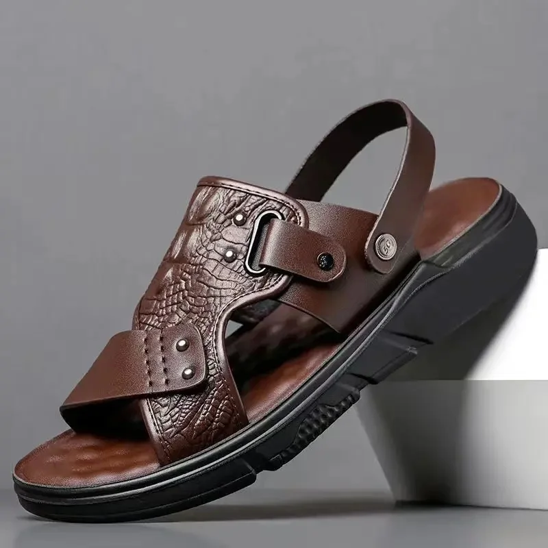Men's summer outdoor slip-resistant thick-soled sandals flip-flops beach shoes sports for driving flat double-purpose sandals