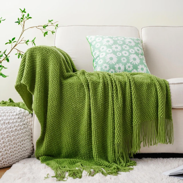  Fuzzy Checkered Throw Blanket Sage Green Blanket Throw