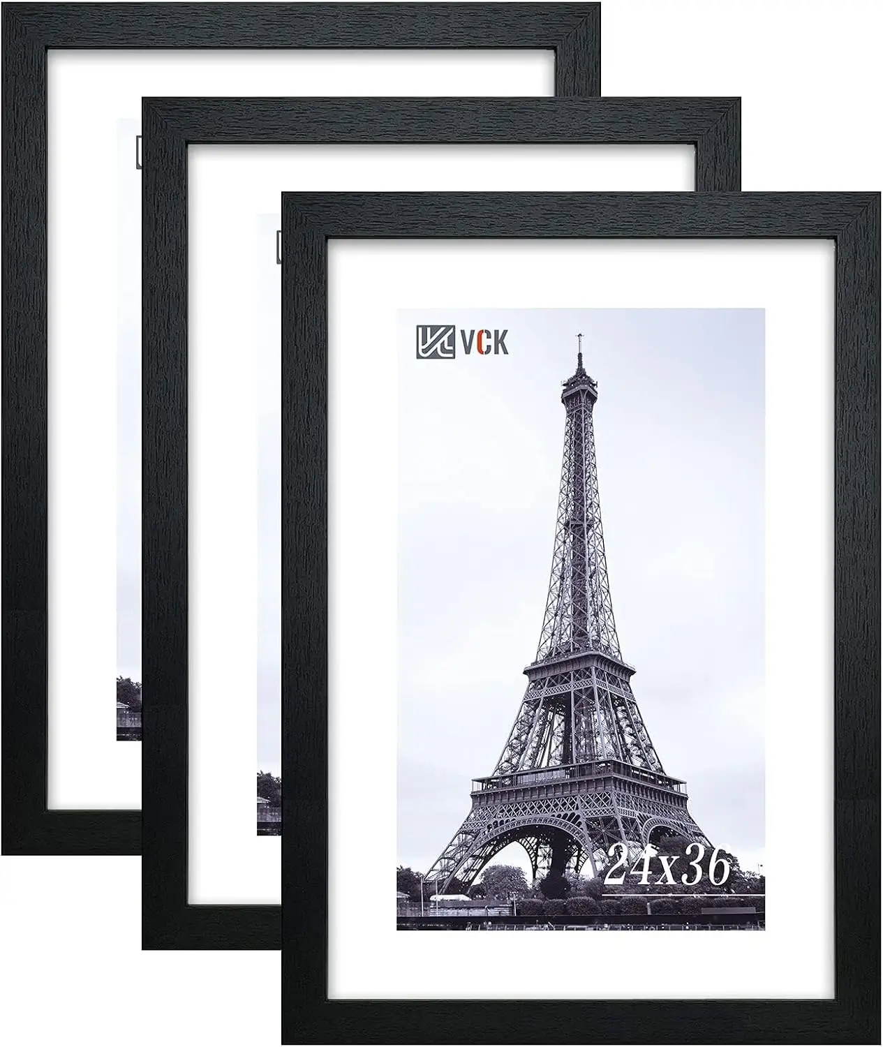 24x36 Solid Wood Poster Frames Black 3 Pack Picture Frame with Wall Mounting Hanging
