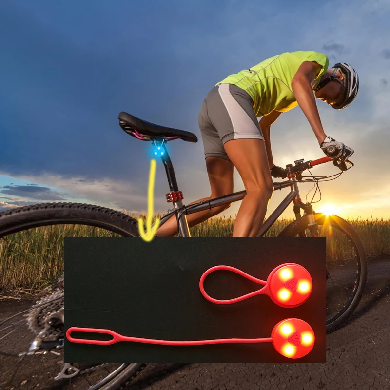 Портативный задний фонарь для велосипеда, задний фонарь для бега, задний фонарь из силикона, подсветка для ночного бега, 3 подсветка рюкзака, 1 шт.