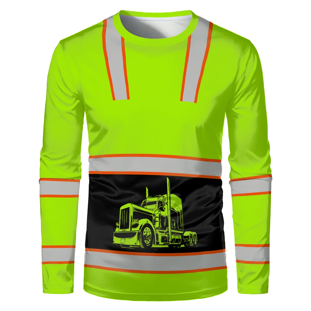 Uniformes de travailleurs de la Construction T-shirt pour hommes ample décontracté classique col rond hauts à manches longues vêtements de travail confortables et respirants