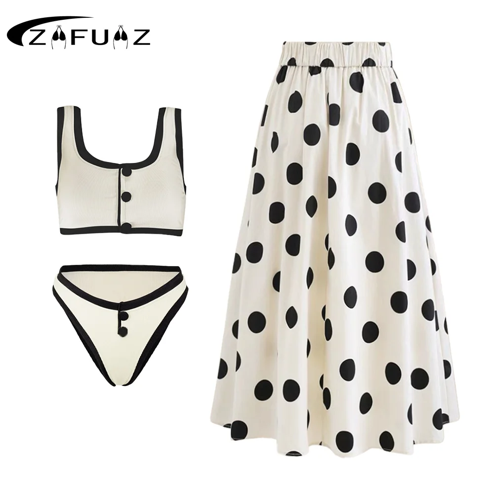2024 Sexy Swimwear 3D Flower Print Bikini Set Women Swimsuit And Skirt Push Up Bikinis Bathing Suit Beachwear Brazilian Biquini