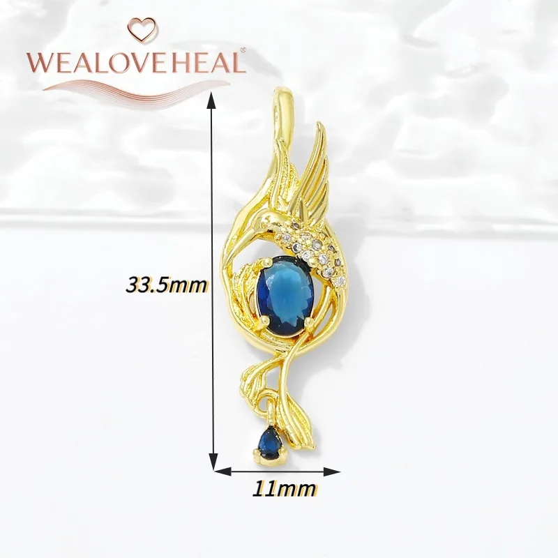 18K vergoldete blaue Edelsteine Tier Vogel Anhänger Charms für DIY handgemachte Frauen Halskette Schmuck machen liefert – Detail 17