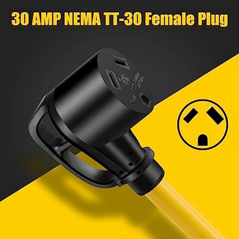 RV 트레일러 캠핑카 미국 플러그 내구성 전원 공급 장치, 30A  110V RV 어댑터 코드, 30A  15A NEMA 5-15P 수-TT-30R 암 전원 공급 장치