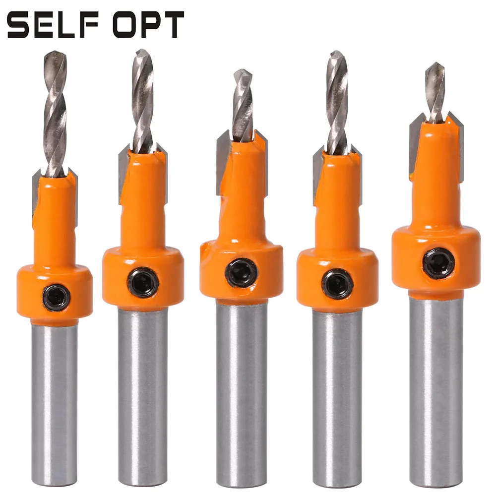 8mm 10mm Shank HSS Woodworking Countersink Router Bit Set Screw Extractor Remon Demolition Bits for Wood Milling Cutter Tools