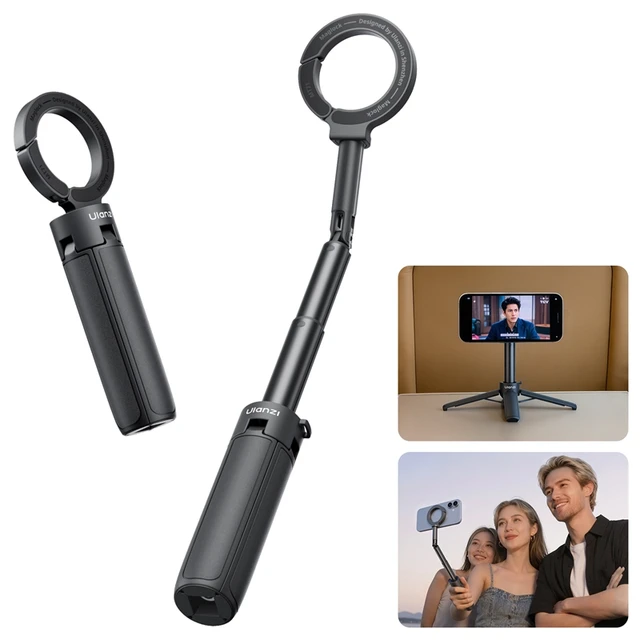 Ulanzi MT71 MagLock Mini Selfie Stick 4-Section Extendable Pole Cell Phone Accessories Tripod for Vlog Tiktok Live Streaming