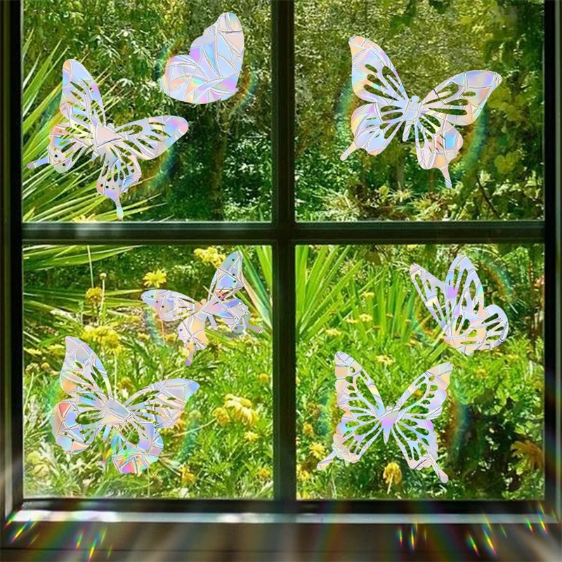 Sun Catcher Butterfly Window Stickers Electrostatic Removable Rainbow Prism Hollow Out Butterflies Glass Decal Spring Decor Window stickers